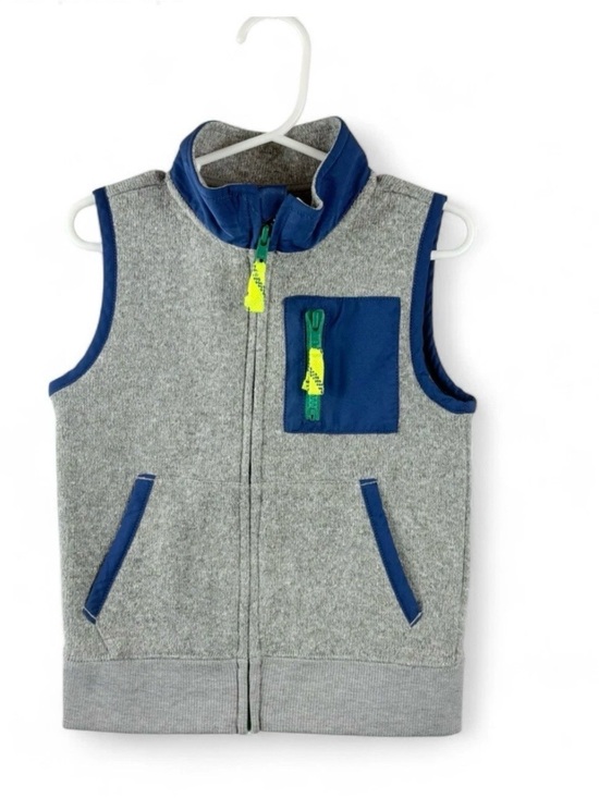 Crewcuts Other - J.Crew Crewcuts Boys Gray Fleece Full Zip Vest Jacket Pockets Utility Size 3 4T
